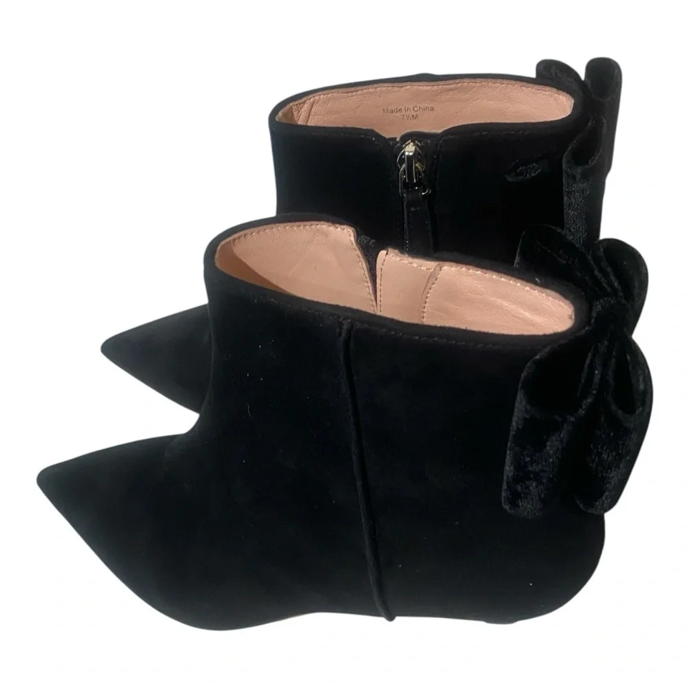 Kate Spade Women’s Black Suede Ankle Kitten Heel Donella Boot New Size 7.5 scuff